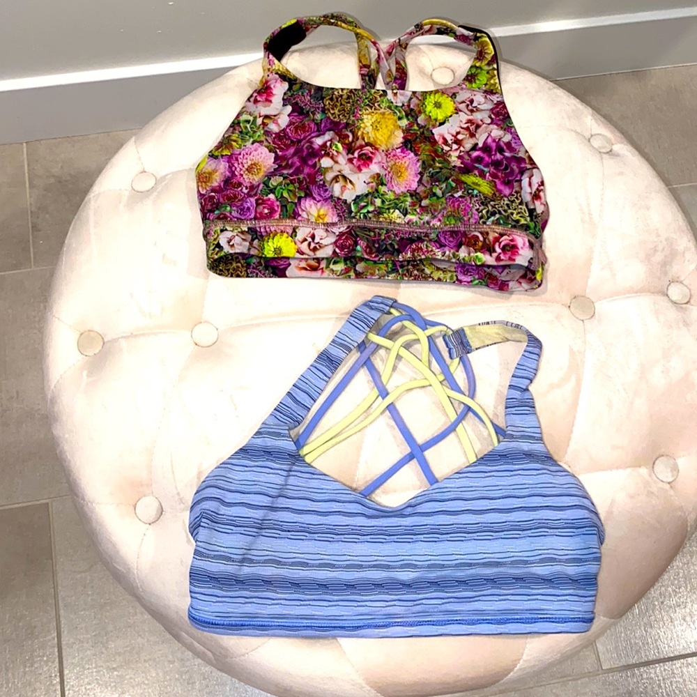 COPY - Two Lululemon sports bras size 4. floral and blue